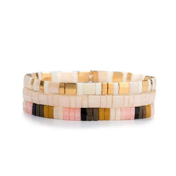 
Hot Seller Innovative Rainbow Miyuki Two Hole Tila Beads Bracelet Tilu Beaded Bracelet For Beach Party 