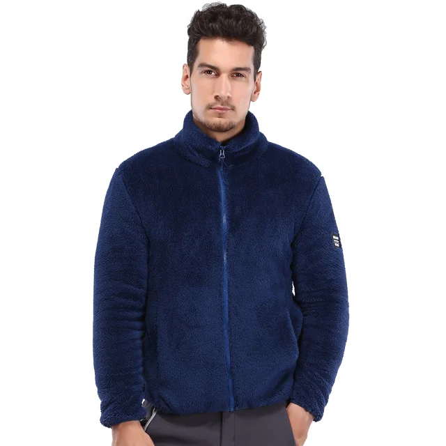 Однотонная ветровка для сохранения тепла, Мужская зимняя флисовая куртка