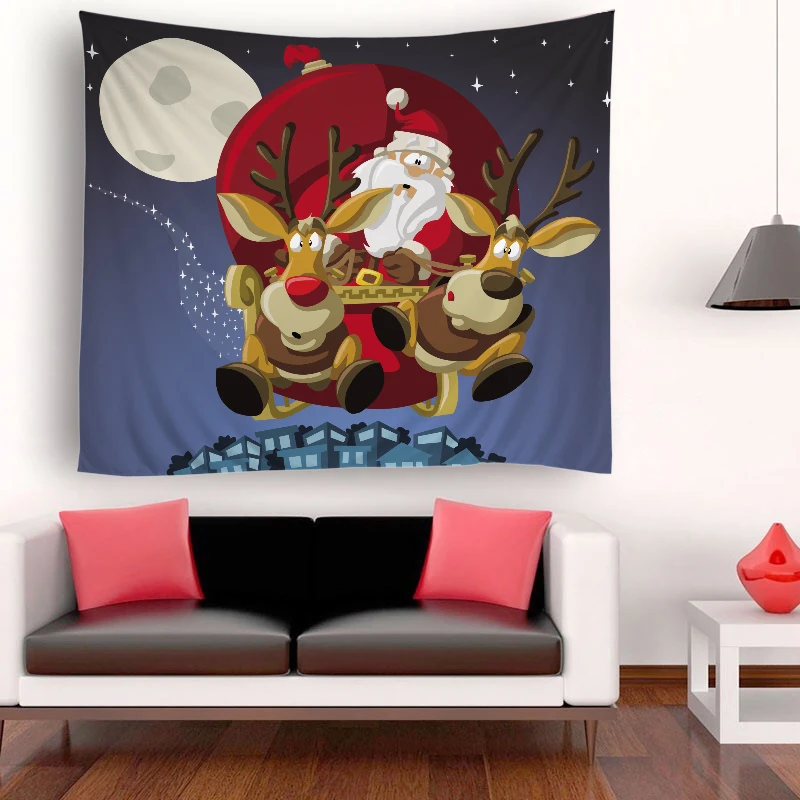 
Christmas Custom Designs Indian 3D Digital Printed Polyester Wall Hanging Tapestry 
