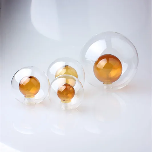 wholesale lighting factory party home decorative stained glass lamp shade double wall amber color glass lamp cover with screw