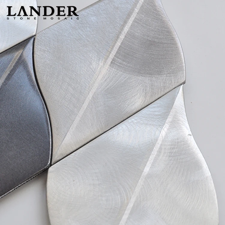 Art 3d mixed color brushed aluminium backsplash metal mosaic tile