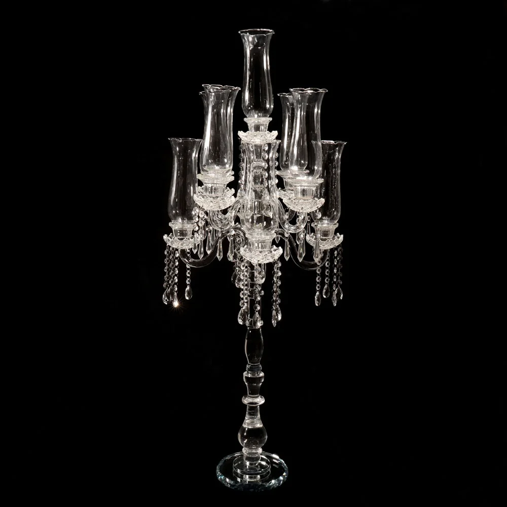 120cm Height Glass Hurricane 9 arms crystal wedding centrepiece candelabra MH-Z0177