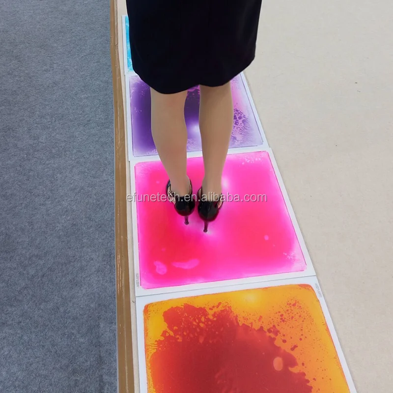 customized commercial 3d interactive PVC liquid floor smoothing round corners children liquid color changing floor mat