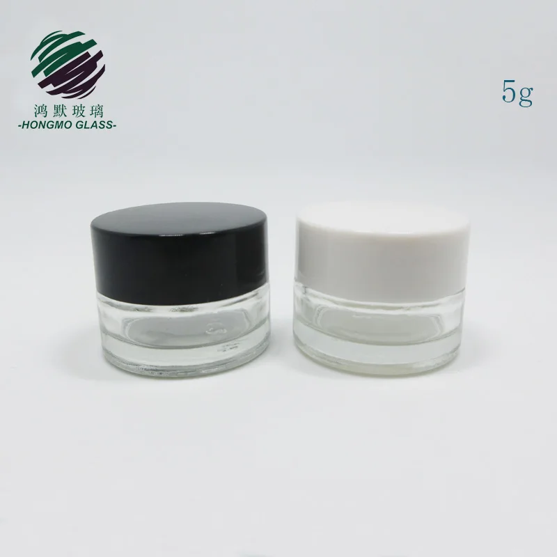 wholesale 5g 5ml 5 ml mini cosmetics clear frosted glass cream jar with gold black white lid for face eye cream cosmetic sample