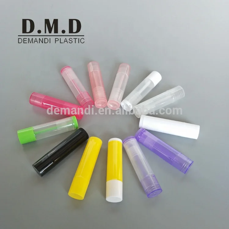 Empty clear food grade plastic PP colorful black white yellow transparent lip balm tube container