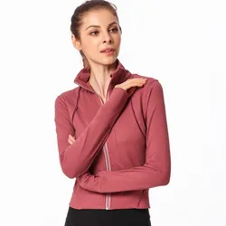 New Autumn Winter Long Sleeve Net Breathable Nylon Zipper Coat Yoga Running Sport Jogging Jacket Women