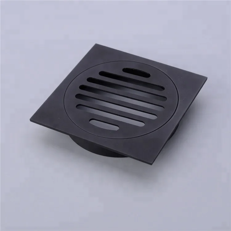 Слив для душа, слив для ванной комнаты, слив для пола, корпус, цельная Латунная вставка для плитки, квадратные напольные решетки для отходов, черный хром