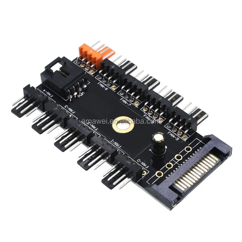  Охлаждающий вентилятор Sata от 1 до 10 Molex разветвитель кабель PWM 12 В со светодиодным адаптером питания для