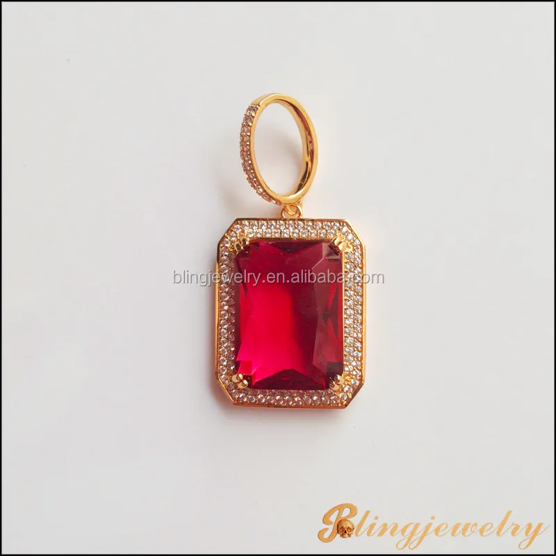 
2015 fashion jewelry hip hop ruby pendant big stone pendant design jewelry 