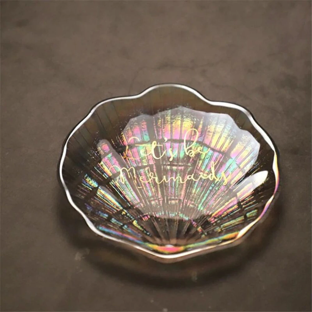 
Iridescent Decor Tray Shell Plate Colorful Shell Shaped Charger Plates Shell Plate 