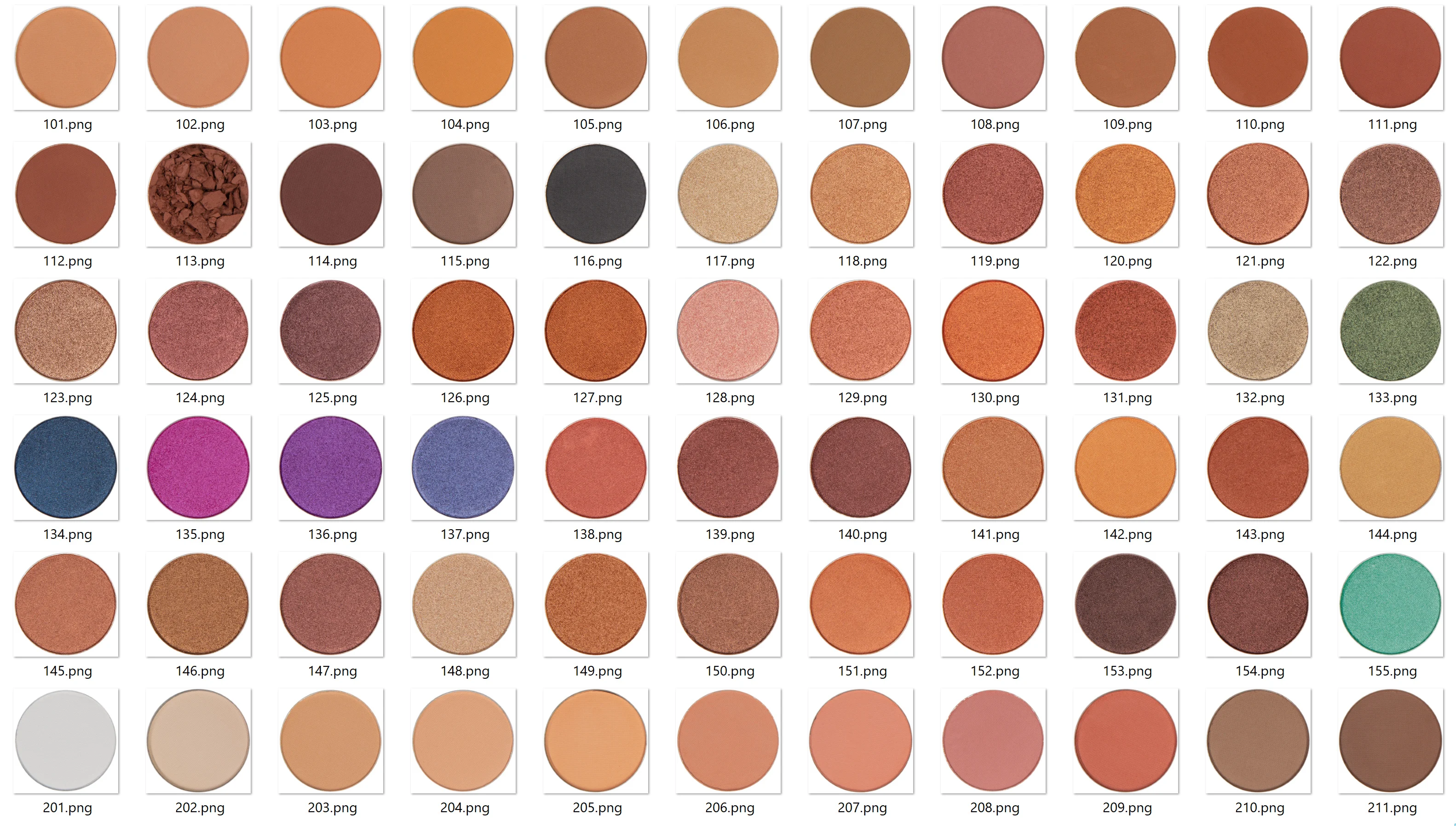 Private label 209 colors waterproof matte, metallic and shimmer single eyeshadow pan