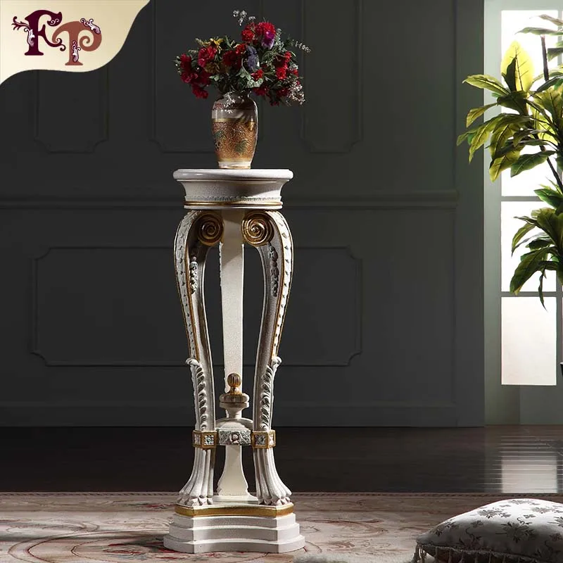 French baroque furniture vase stand handwork gilding golden foil royalty living room furniture