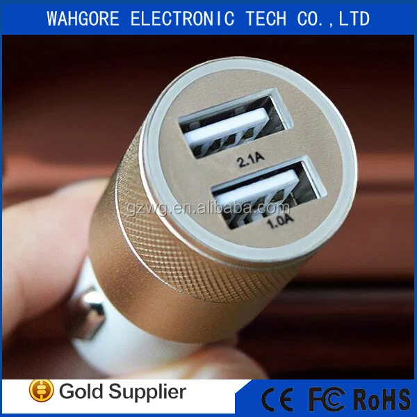 
metal 12V car charger real 2.4A+1A output usb car charger phone car charger 
