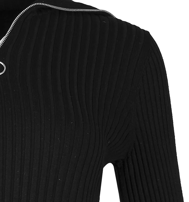 Женский пуловер с высоким воротником вязаный джемпер свитер на молнии