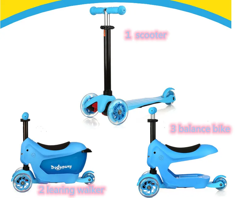 2018 new design 3in1kids scooter  three big wheels children scooter
