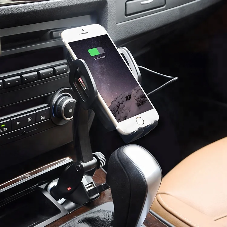 Quick charge QC 3.0 2 USB cigar socket wireless fast charging car phone charger holder