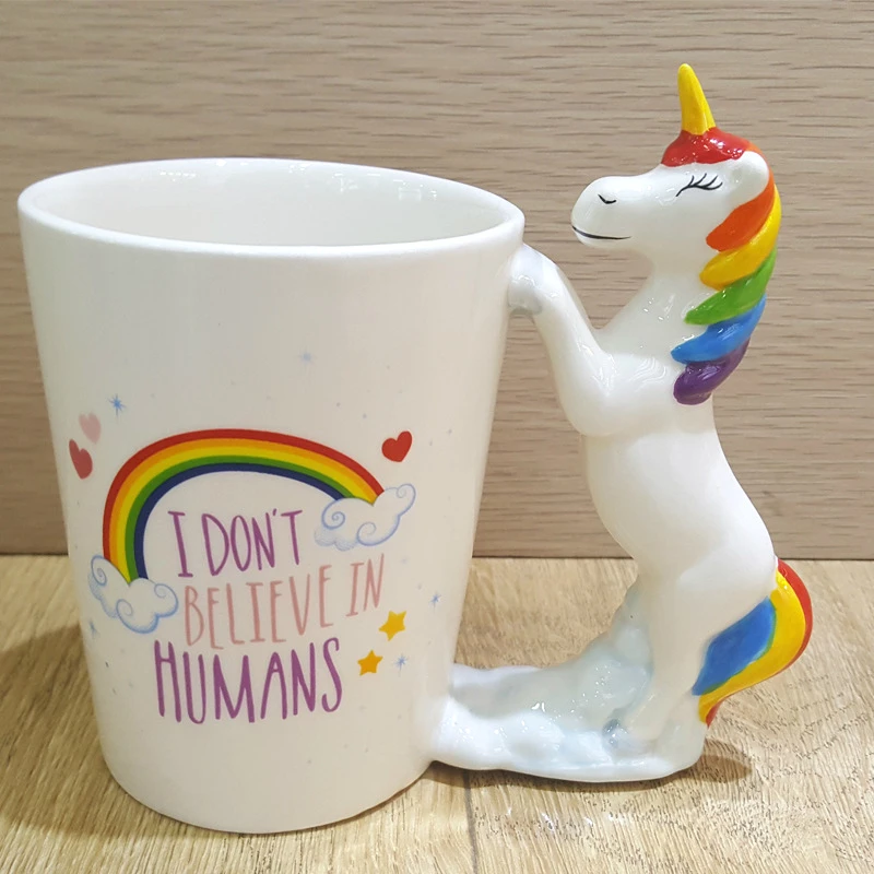 Cuteness 3D  Horse Unicorn Ceramic Coffee Mug Cups for Funny Christmas gift