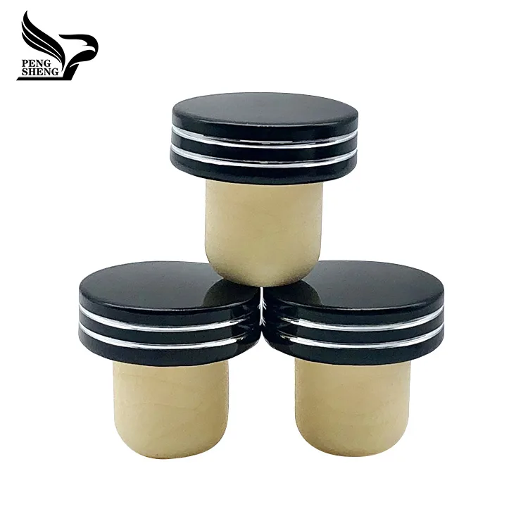 Reusable Red Wine Bottle Stopper Customized High Polymer Bottle Stopper with Aluminum Logo Customized Size Cap Black Accept