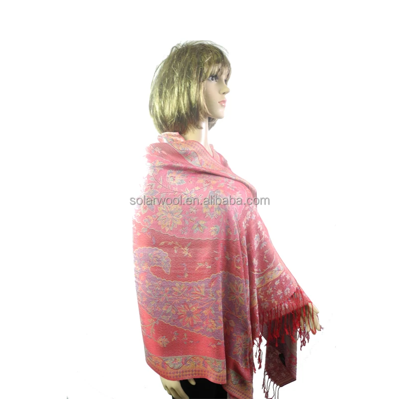 Solarwool Anti-Shrink Comfortable Fashional National Printed Merino Wool Scarf Shawl