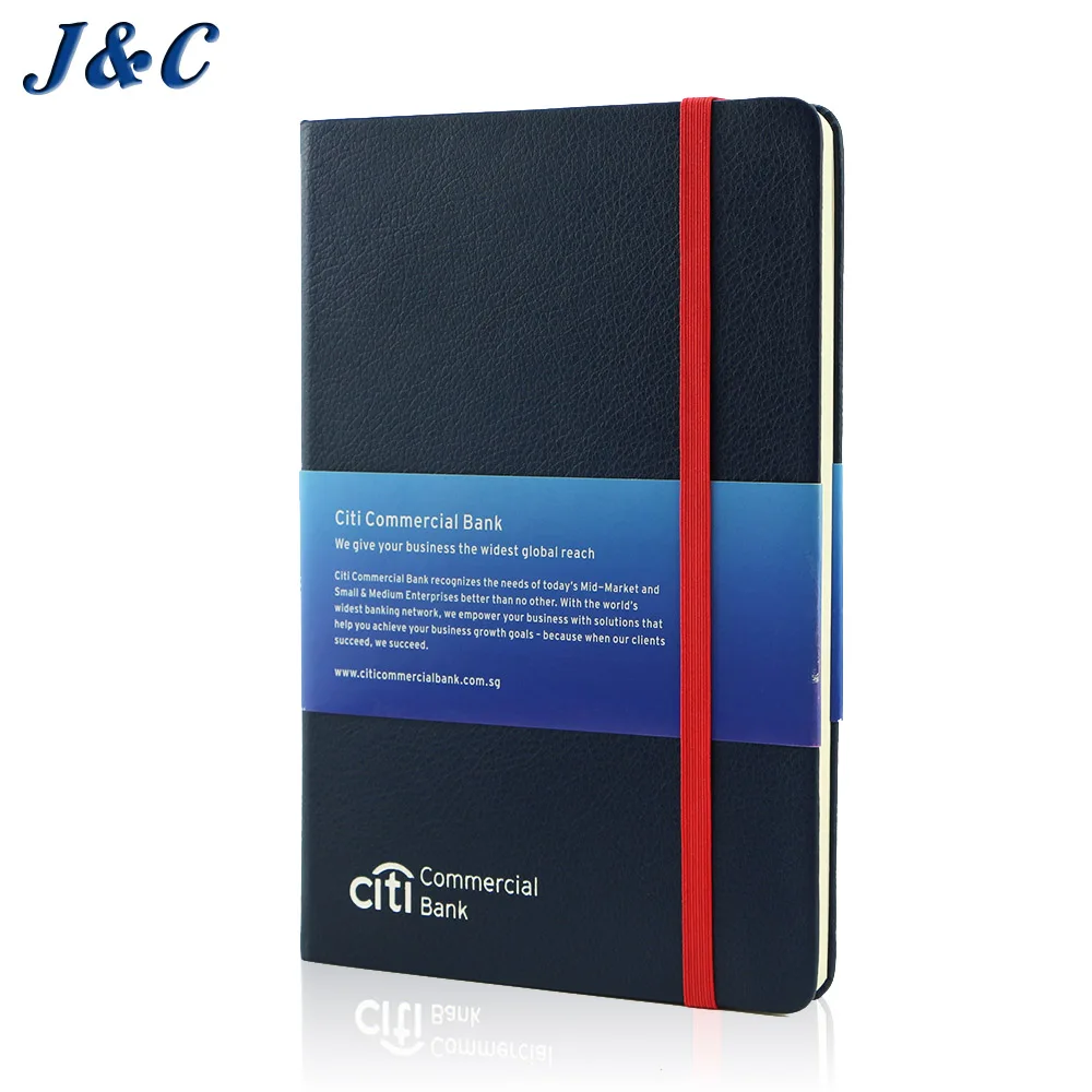 Promotional journal pu leather dot grid 80gsm paper Hardcover A5 Elastic band Customized Notebook
