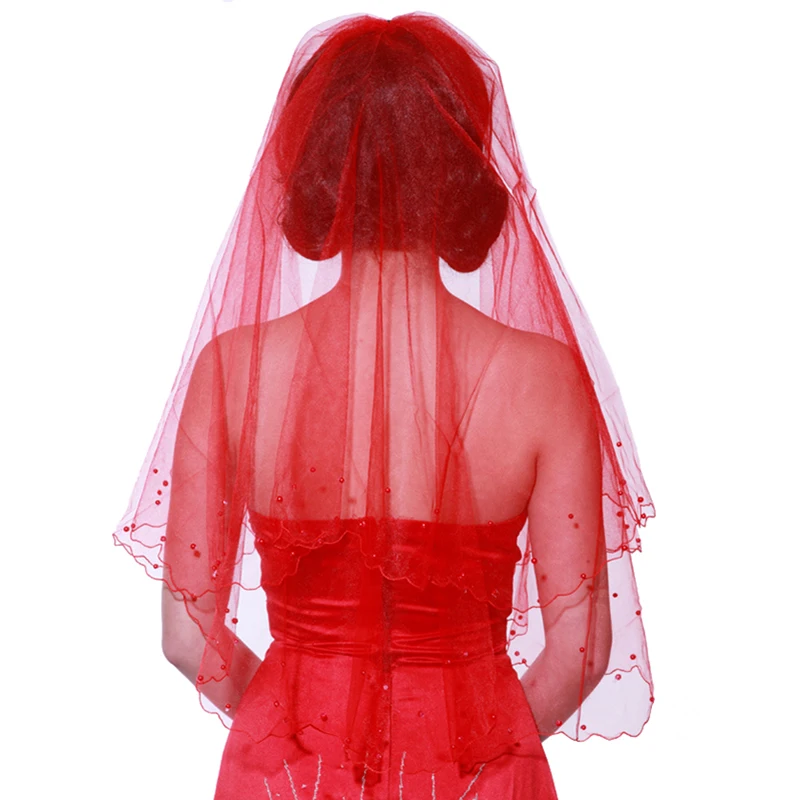 
Hot Sell Beaded Edged Ivory Wedding Veil Soft Tulle High Quality Wedding Bridal Veils 