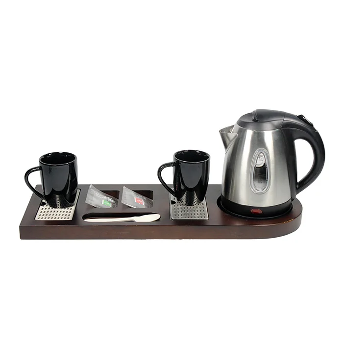 1.0L stainless steel electric kettle with tray set for household/Hotel room