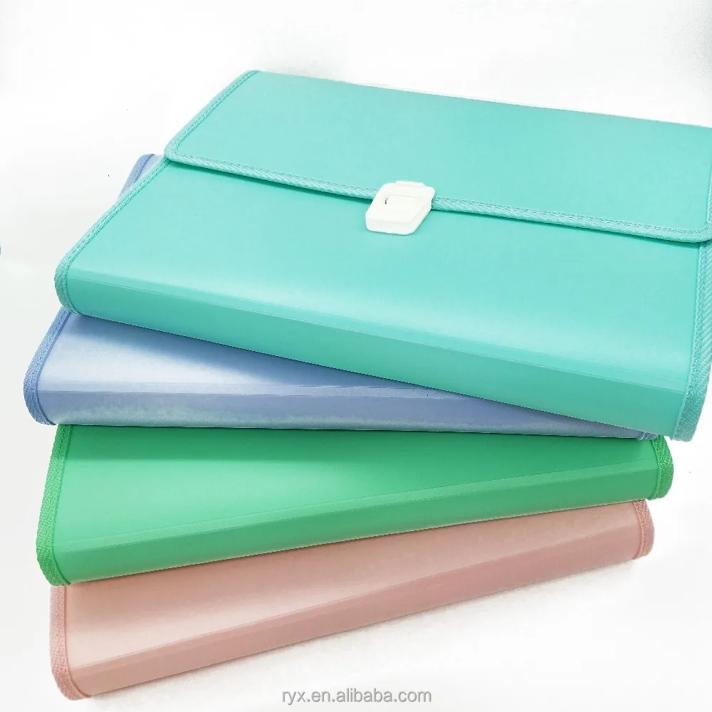 
2016 hot sale plastic clear transparent multi-pocket file folder with colored inserts 