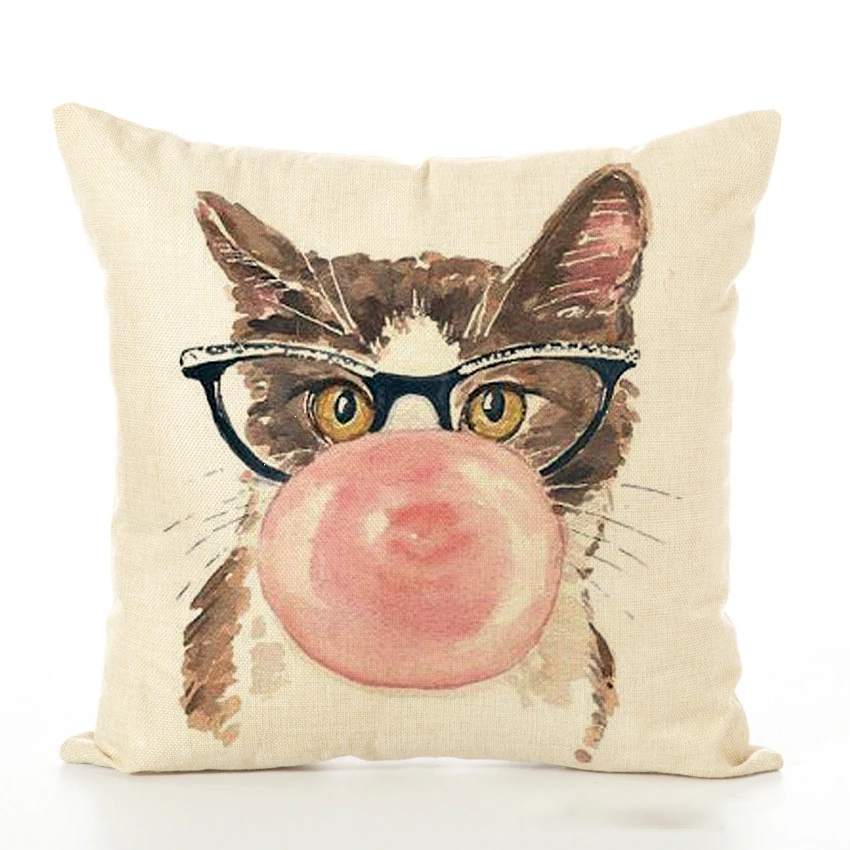 Lovely cat decorative throw cotton linen pillow case cushion cover for Sofa Bedroom Car