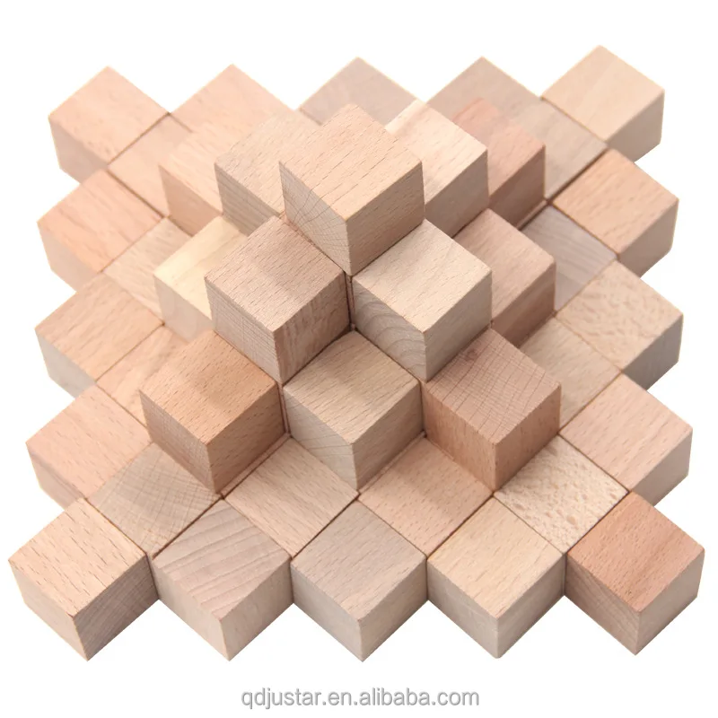 
Natural beech wood cube kids playing block cubes 