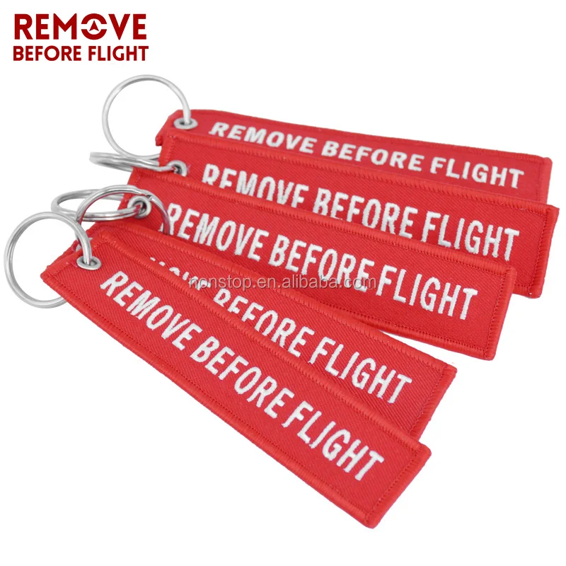 REMOVE BEFORE FLIGHT Embroidery Keychain Aviation Key Tag For Pilots