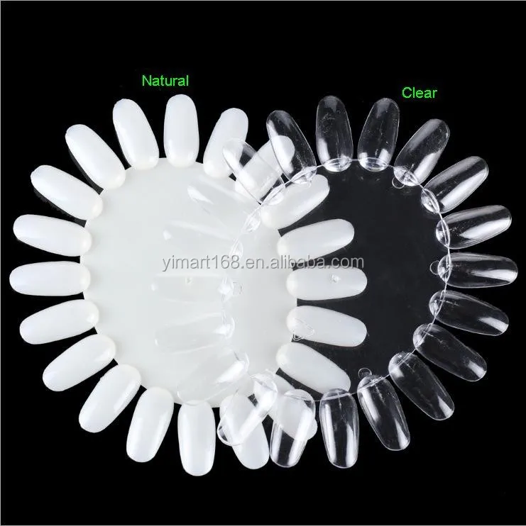 Yimart 10pcs Wholesale Oval Natural Nail Art Acrylic False Tips Display Nail Polish Color Chart Practice Wheel Board Display