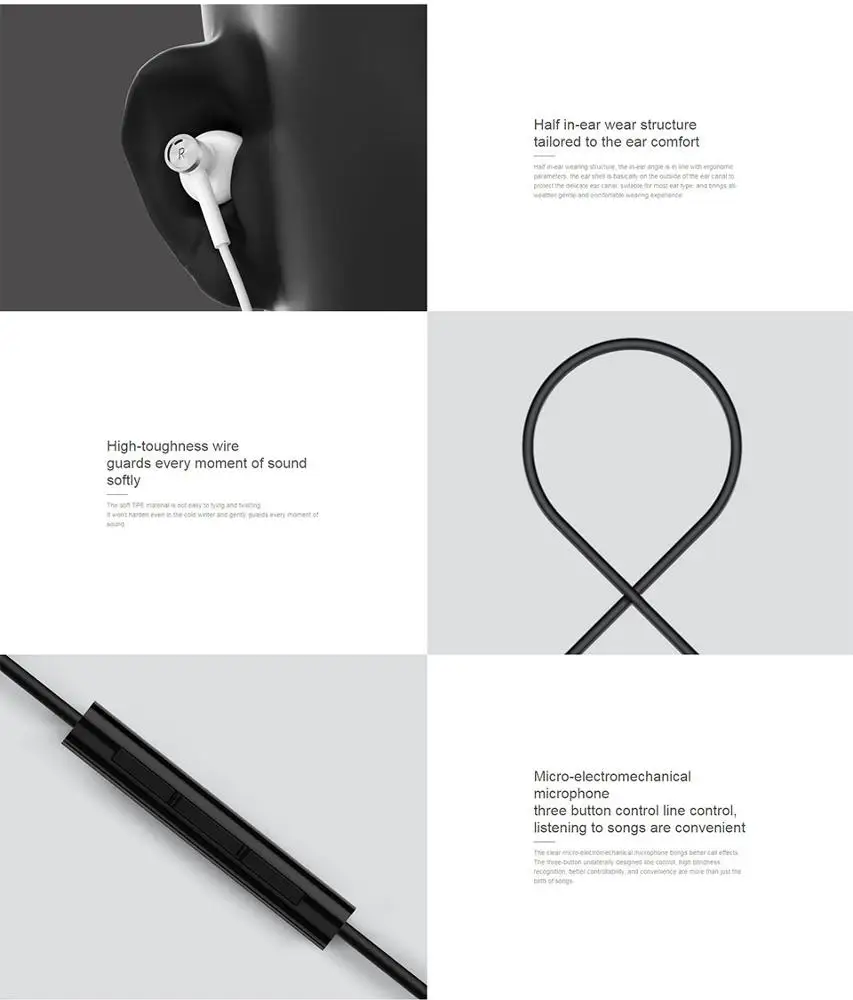 
Best Cheap Wired Mi Earphones Dual Driver Earphones Headphones Connection Length 1.25m Plug Type 3.5mm 