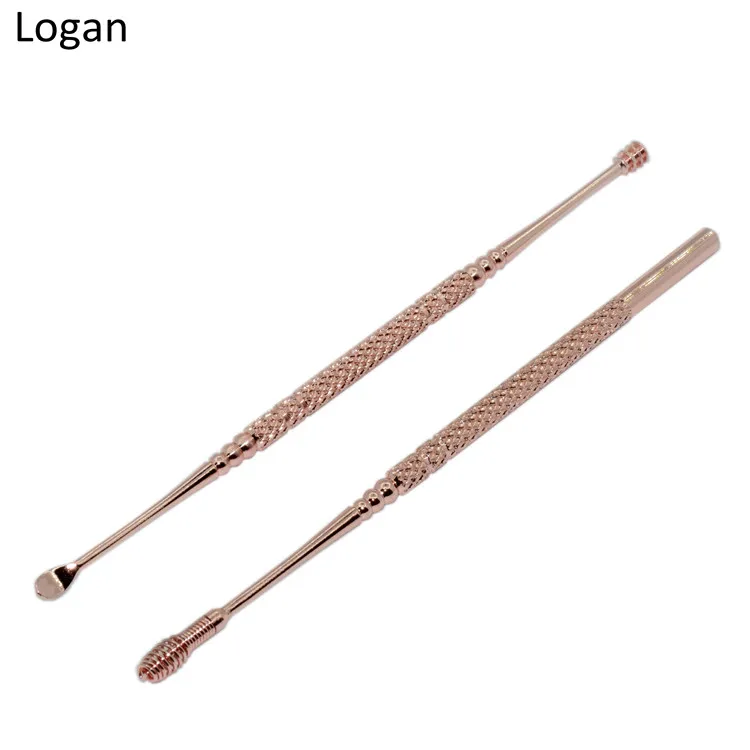 Hot sale Stainless steel Ear Pick Ear Spoon Tool spiral ear cleaner in rose gold