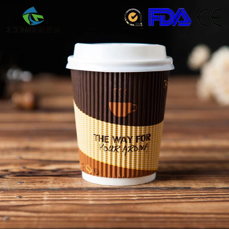 Manufacturer Supply Wholesale Recyclable Cheap Custom Branded Color Printed Business Disposable coffee paper cup 10oz