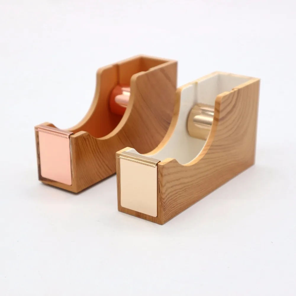 Stationery Products Customized Logo Acrylic Light Wooden Grain Washi Tape Dispenser