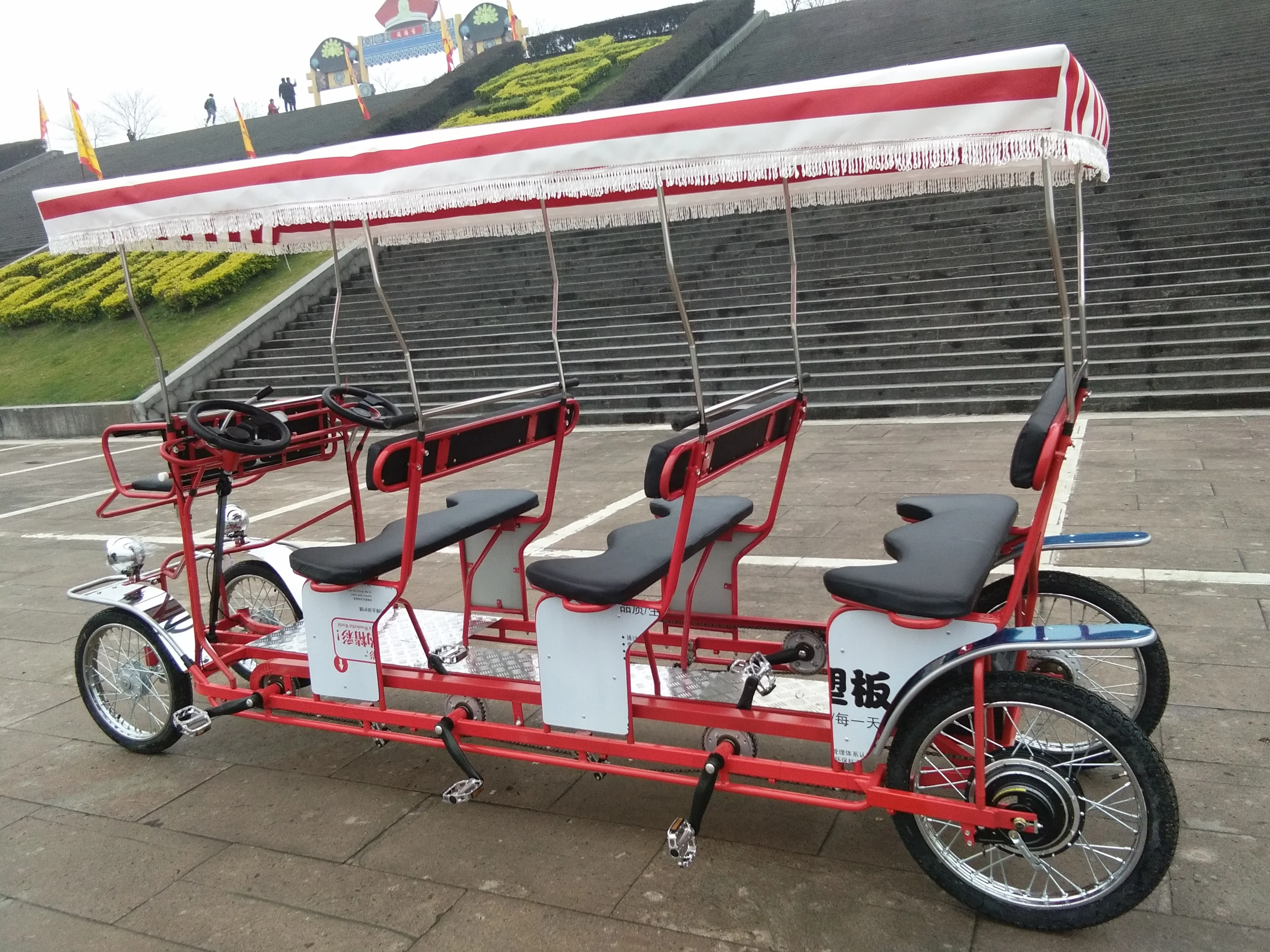 DELUXE  6PERSONS ELECTRIC   SURREY BIKE WITH LED LIGHT QUADRICYCLE