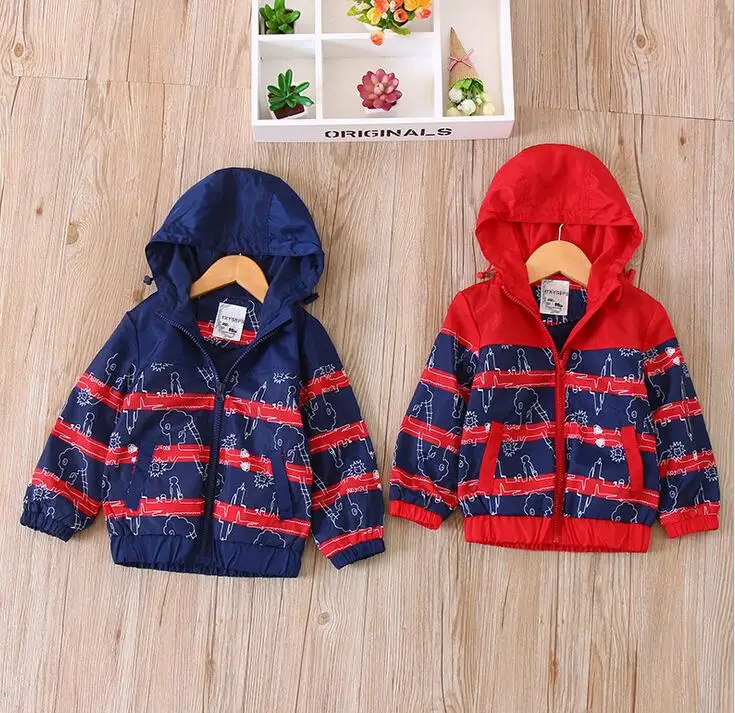 
 Осень 2017, детская одежда, куртка с принтом для мальчиков, пальто, полосатая куртка с капюшоном, флисовое пальто  