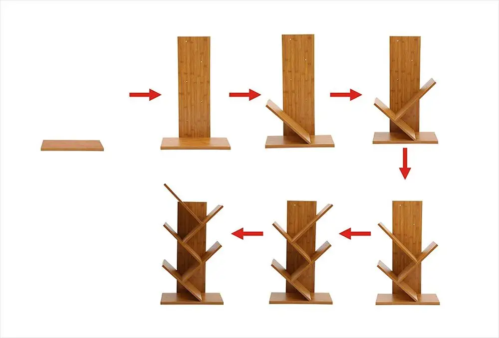 5-Shelf Bookshelf Tree Bookcase Wood Bookshelves Storage Rack MDF Tree Shelf Display Organizer for Books,Magazines,CDs and Photo