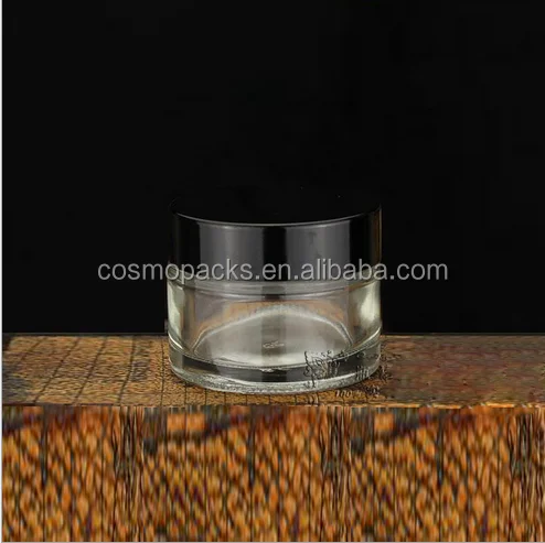 
2 oz mason jars clear cosmetic cream glass jar with black screw on lid 
