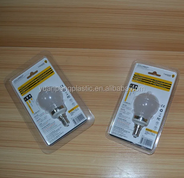 Индивидуальная двойная блистерная упаковка для светодиодных ламп, двойная блистерная прозрачная пластиковая упаковка с картой