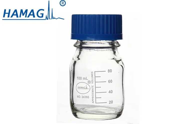 Hamag 100 ml  clear reagent bottle with scale chromatography HPLC sample vial