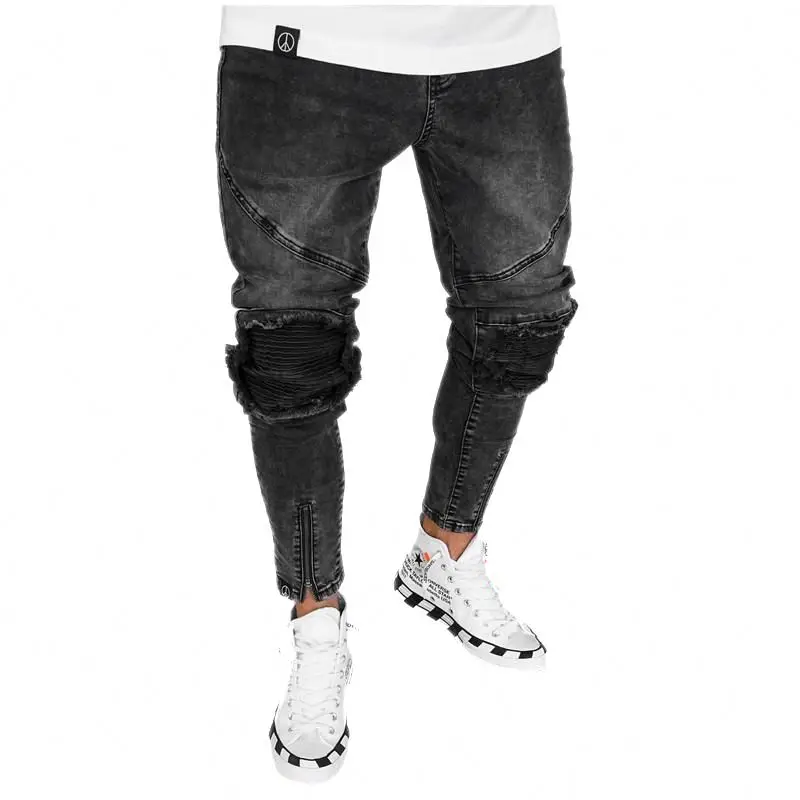 Wholesale New Style European Moto jeans men Slim fit
