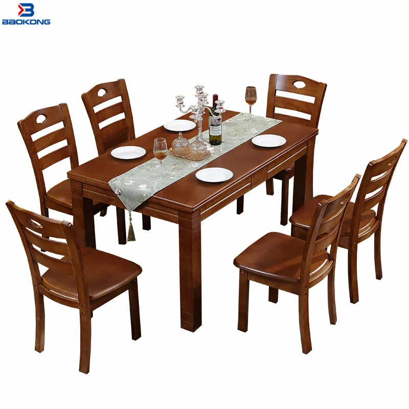 Western Restaurant Solid Wood Dining Table And Chair