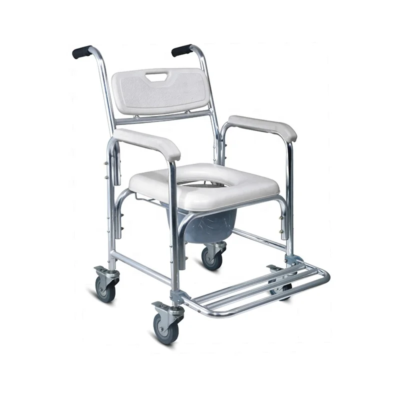 Bathroom medical safety home care manual shower toilet commode chair with wheels