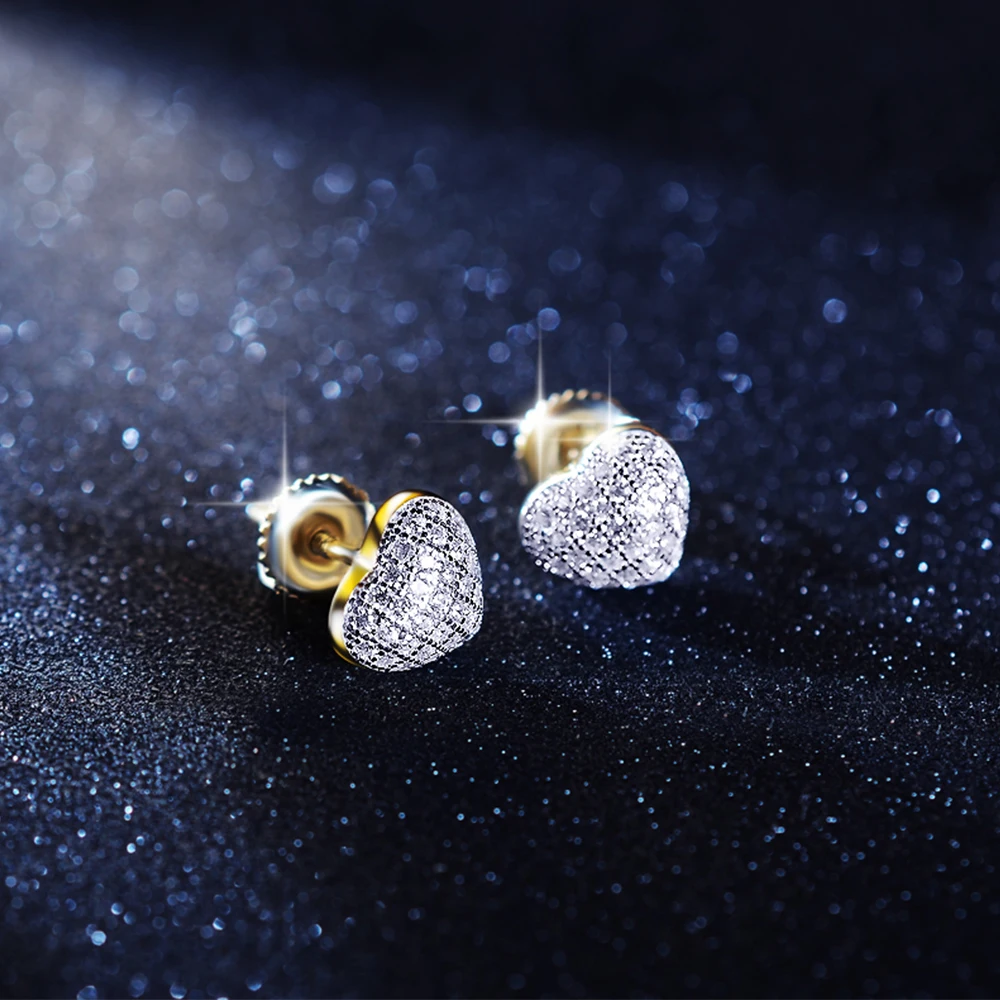 Мужские ювелирные изделия с микрозакрепкой, серьги-гвоздики из серебра 925 пробы с цирконом и золотом 14 к