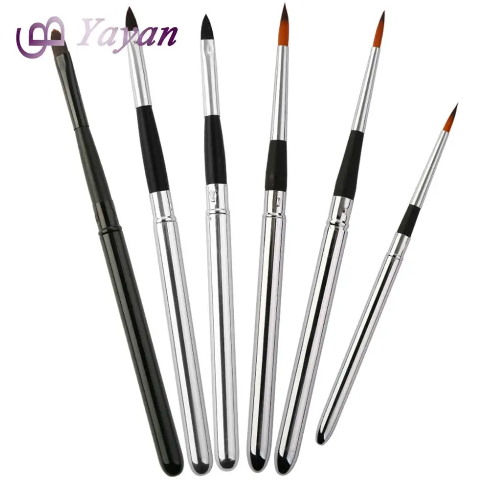 Synthetic Nylon Hair Metal Handle Pocket Travel Artist Paint Brush For Watercolor Acrylic Oil Gouache Painting