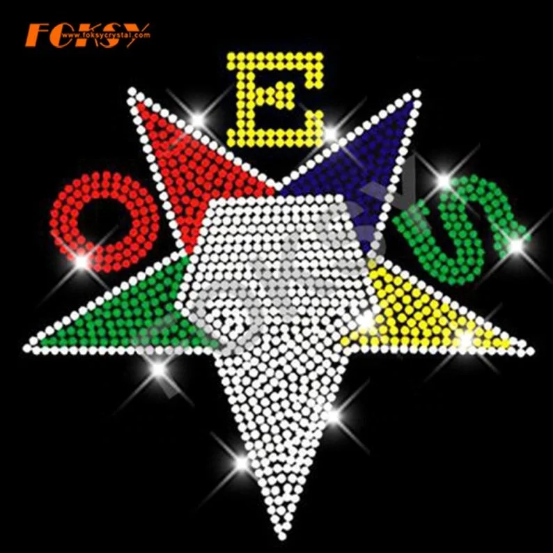 Eastern star letters alphabet OES hot fix rhinestone motif