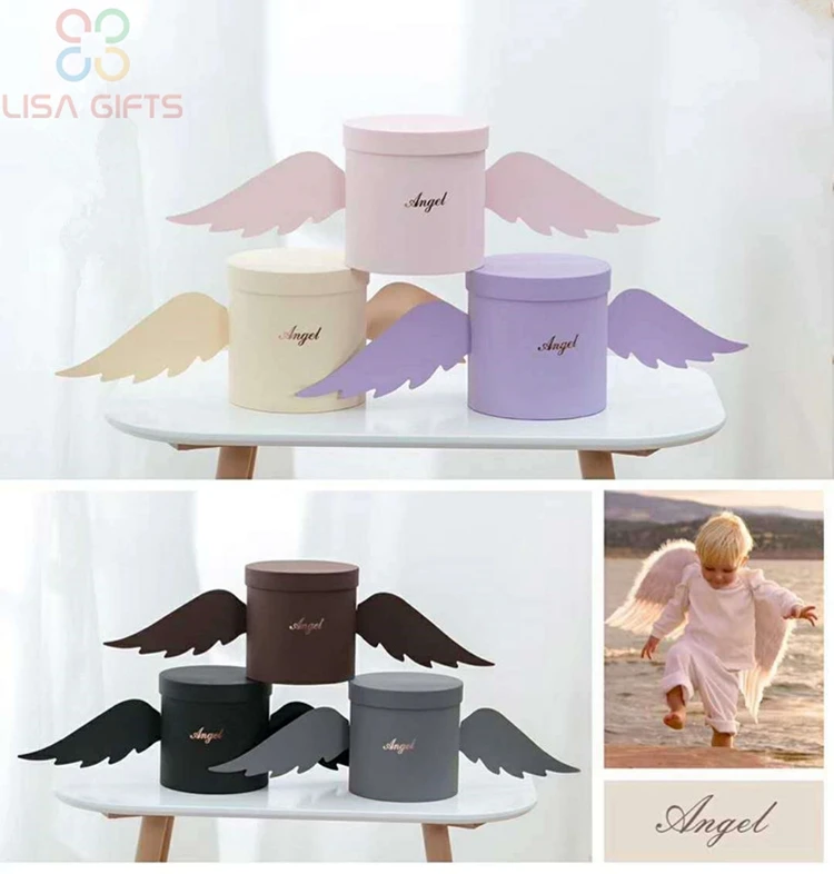 
The Angel Holding bucket portable round french flower bucket gift box for dry flowers fresh flower 