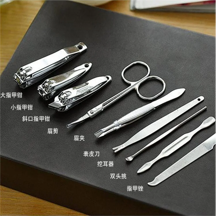 Melason 9 Pieces Professional Cheap Stainless Steel Nail Cuticle Clipper Scissors Cutter File Manicure Pedicure Tools