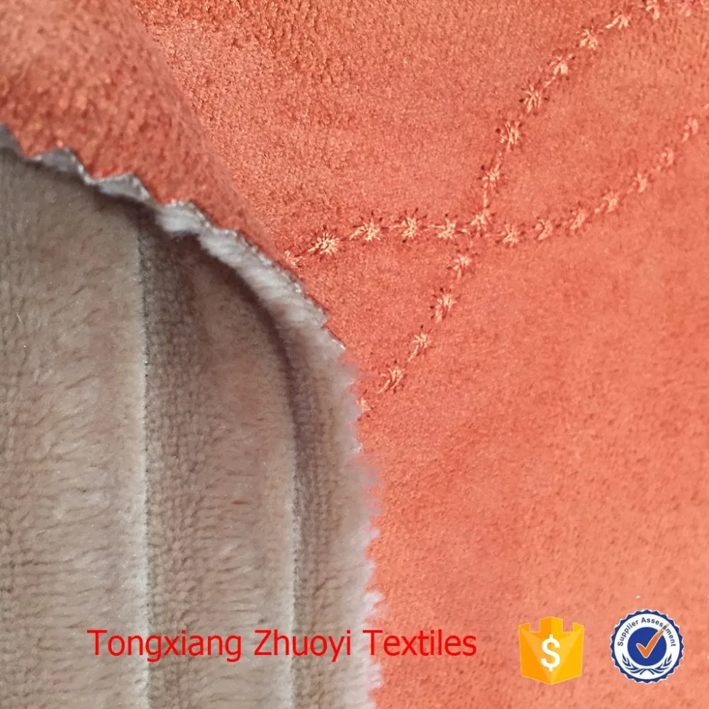 new design embroidery suede bond with fur fabric for garment